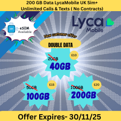 Lycamobile £15 Bundle – 100GB Data + Unlimited UK Calls & Texts | 30 Days | No Contract